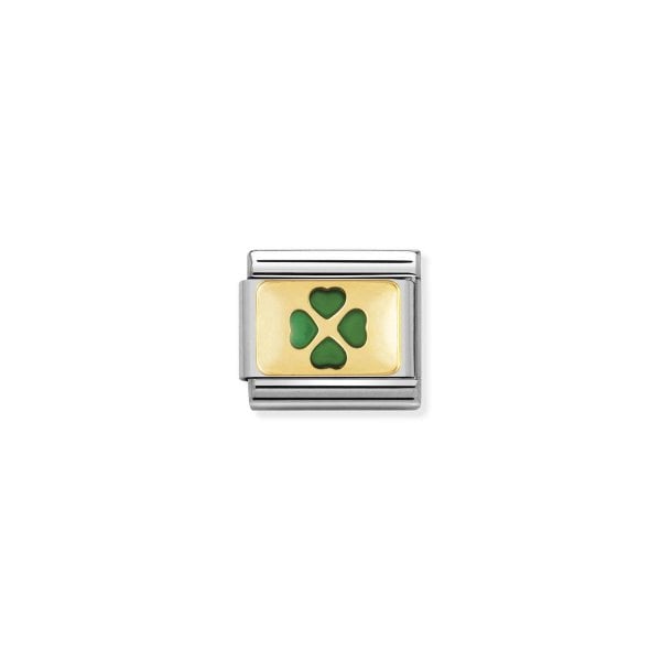 Gold and Green Four-Leaf Clover Charm