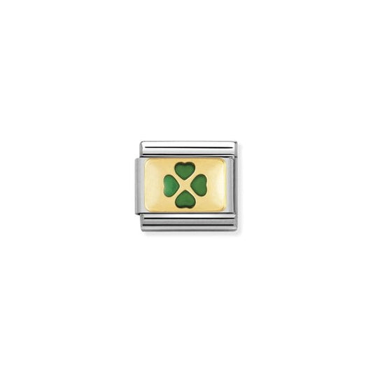 Gold and Green Four-Leaf Clover Charm