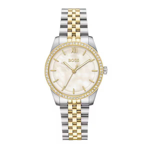 Graceful Bi-Metal Mother of Pearl 32mm Quartz Watch