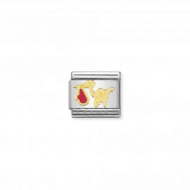 Gold Pink Stork Charm