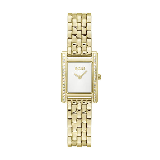 Lucy Precious Gold Tone Crystal Rectangle Ladies Watch