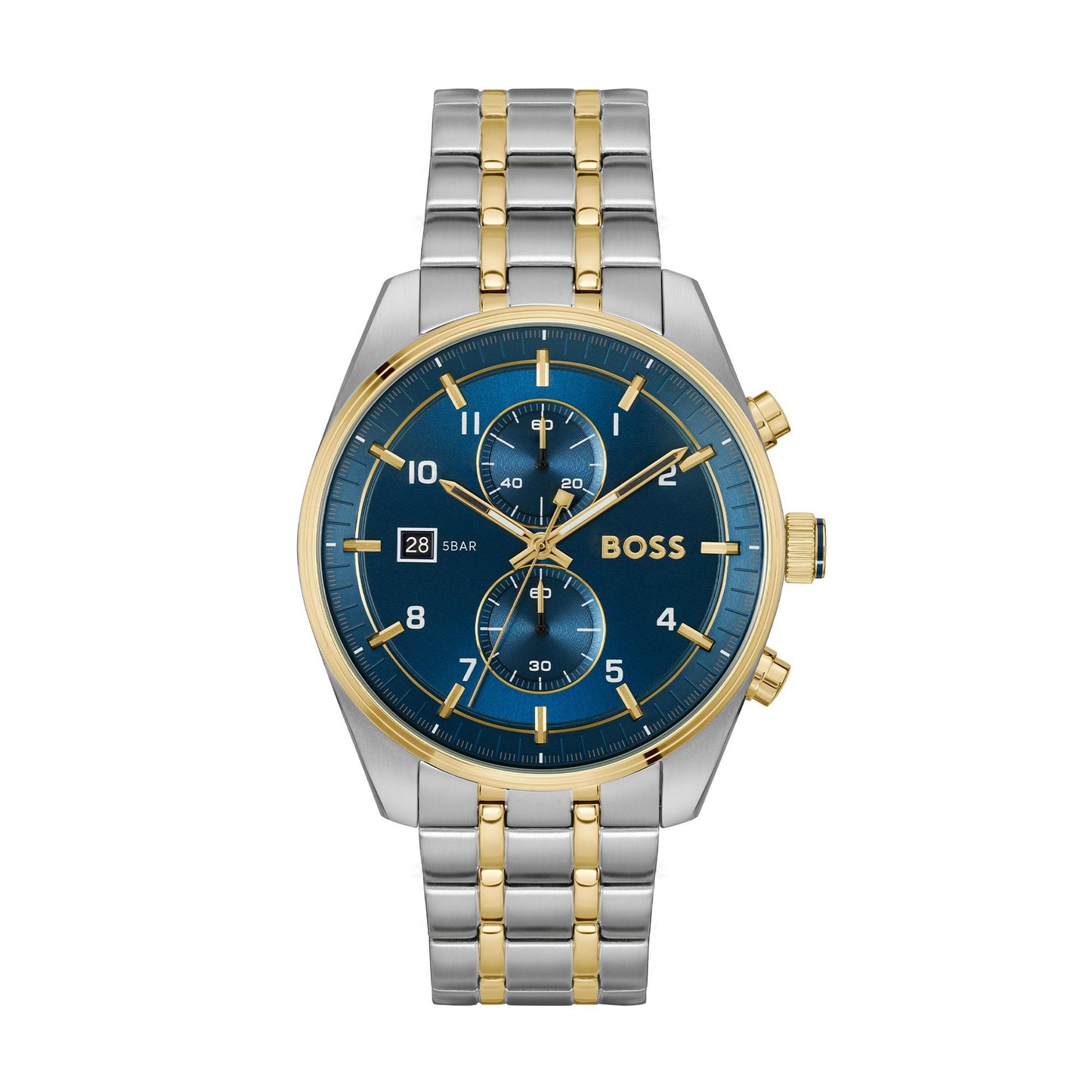 Sky Traveller Steel and Gold Tone 44 mm BOSS Watch