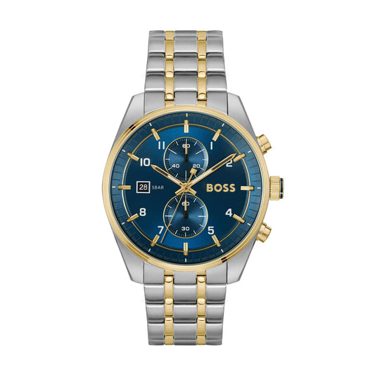 Sky Traveller Steel and Gold Tone 44 mm BOSS Watch