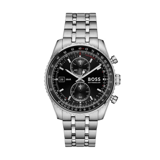 Skytraveller Pro 43mm Black Dial Chronograph Watch