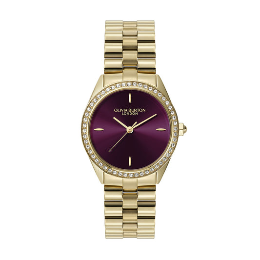 Sports Luxe 34mm Bejewelled Cherry Lacquer & Gold Bracelet Watch