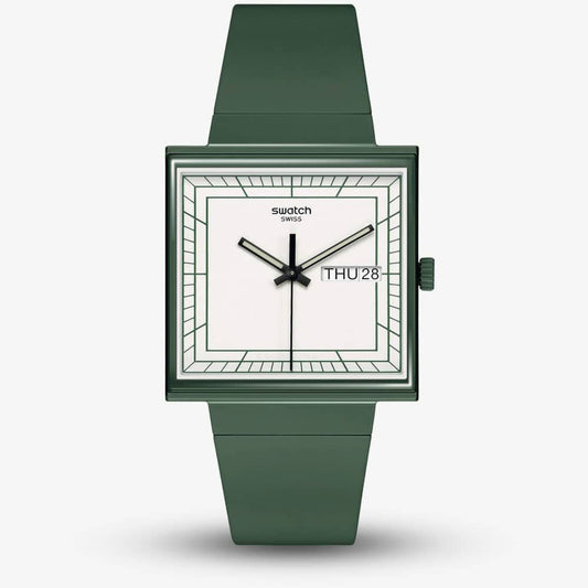 What If Square Green Swatch Watch