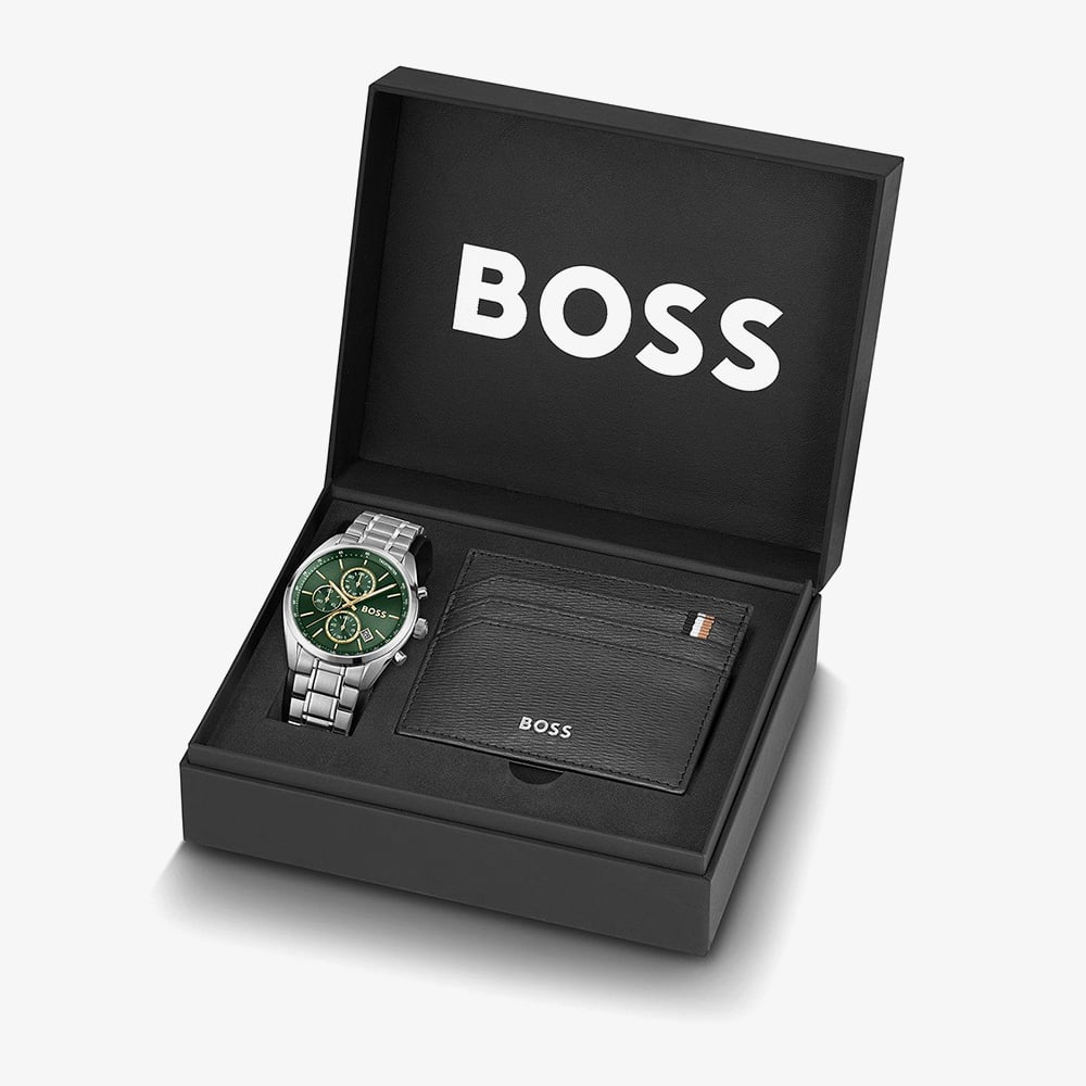 Boss Grand Prix 41mm Men's Watch and Cardholder Gift Set