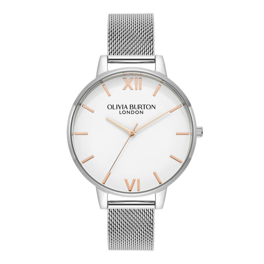 Classic 38mm White & Silver Mesh Watch
