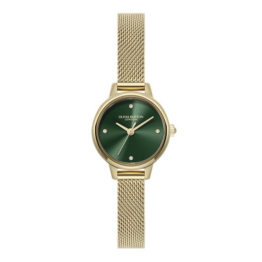 Classic 23mm Mini Forest Green & Gold Mesh Watch