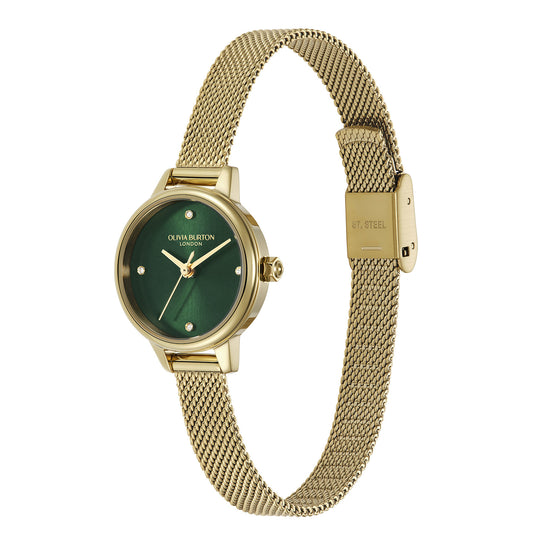 Classic 23mm Mini Forest Green & Gold Mesh Watch