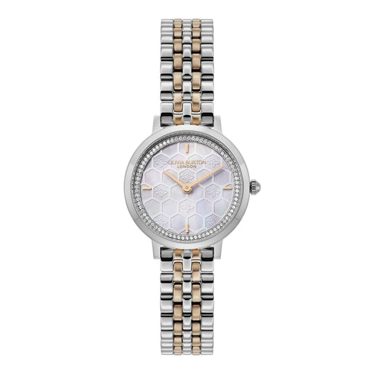 Signature 28mm Honeycomb Ultra Slim Dove Grey & Two Tone Bracelet Watch