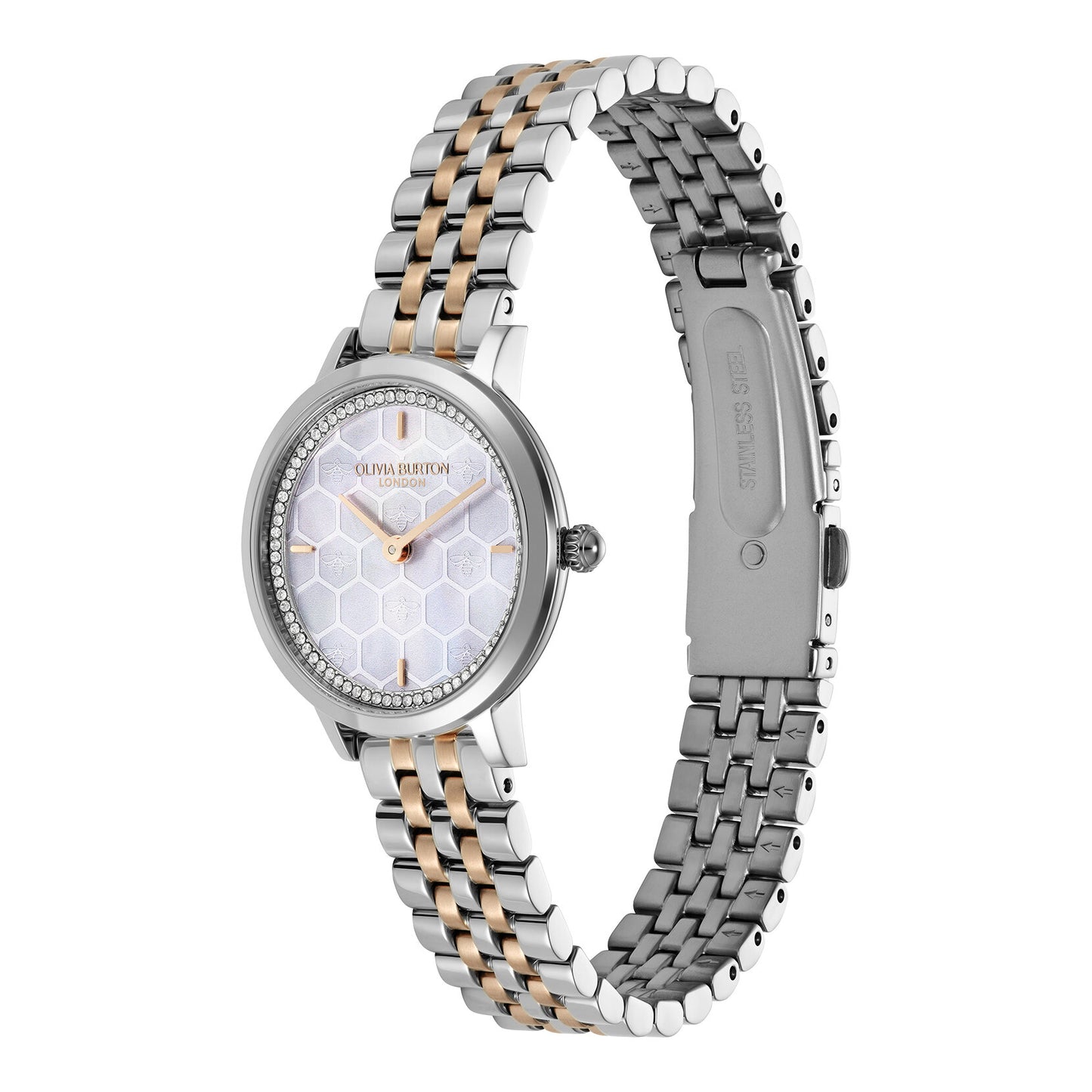 Signature 28mm Honeycomb Ultra Slim Dove Grey & Two Tone Bracelet Watch