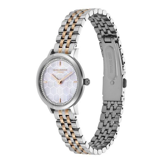 Signature 28mm Honeycomb Ultra Slim Dove Grey & Two Tone Bracelet Watch