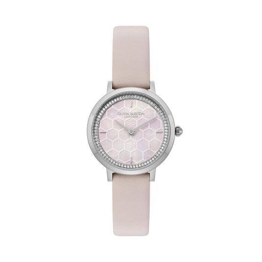 Signature 28mm Honeycomb Ultra Slim Silver & Primrose Leather Strap Watch