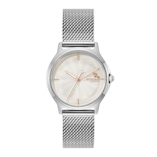 Signature 30mm Classic Bee White & Silver Mesh Watch