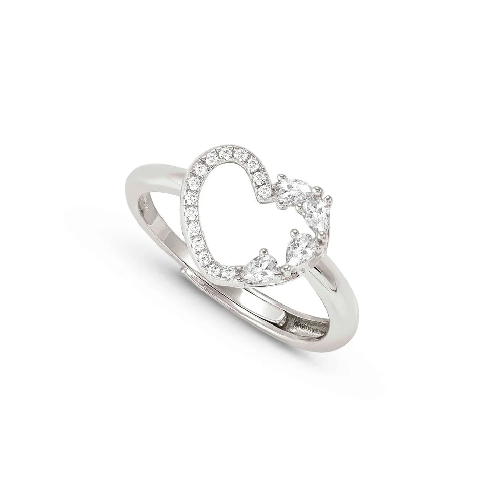 Shine Me Up CZ Silver Heart Ring – Market Cross Jewellers