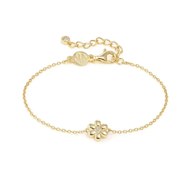 Petit Sparkle Bracelet in 925 Sterling Silver and Cubic Zirconia Gold Flower