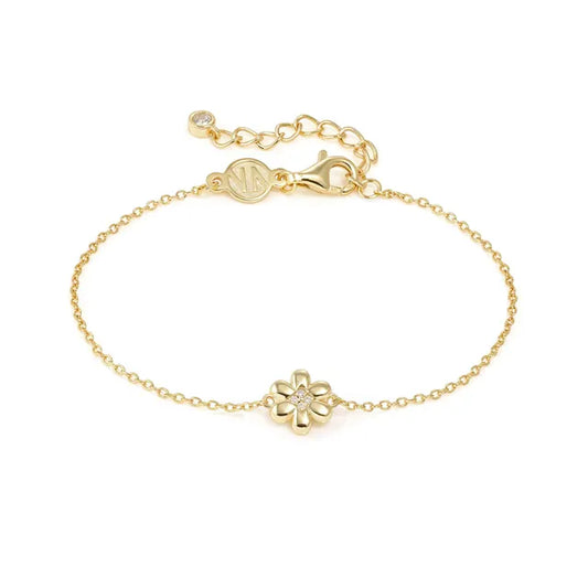 Petit Sparkle Bracelet in 925 Sterling Silver and Cubic Zirconia Gold Flower