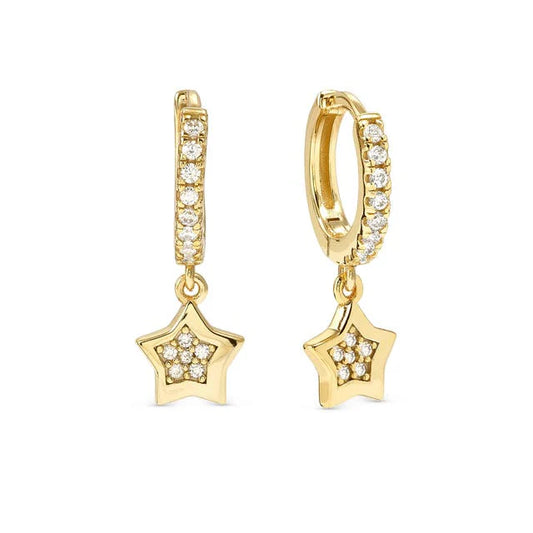 PETIT SPARKLE g.plate hoop star cz drop