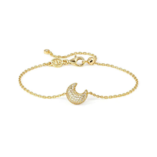 Lifepoetry Bracelet in 925 Sterling Silver and Cubic Zirconia Pave Gold Moon