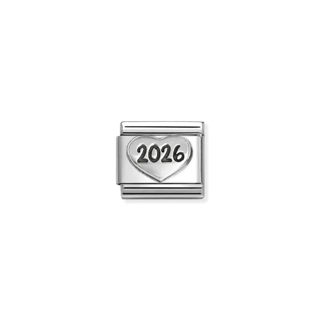 Silver 2026 Heart Charm