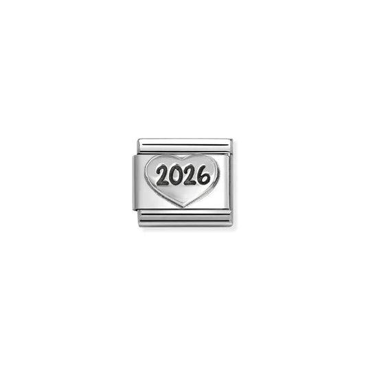 Silver 2026 Heart Charm