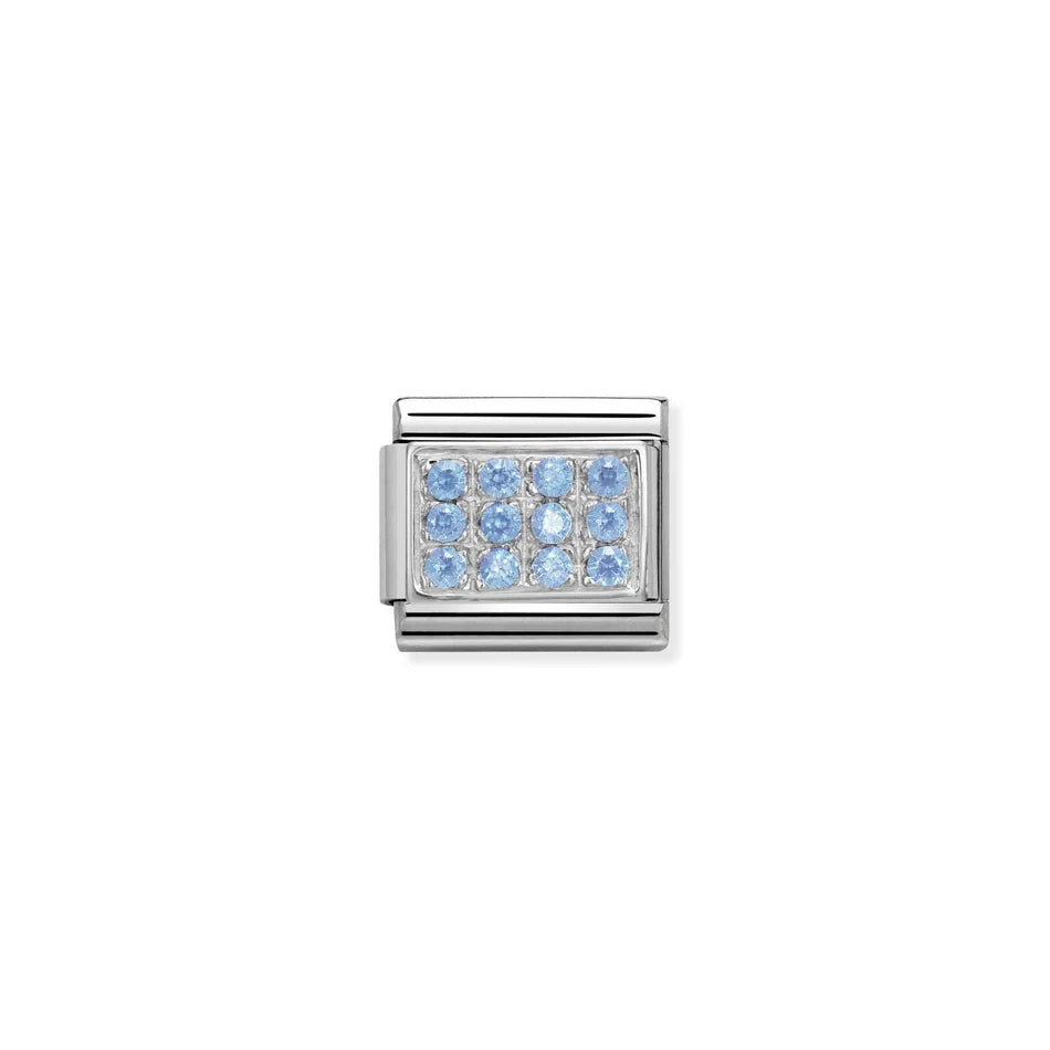 Silver and Light Blue CZ Charm