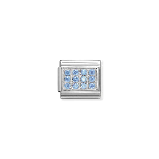 Silver and Light Blue CZ Charm