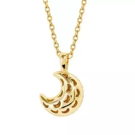 Lifepoetry Necklace in 925 Sterling Silver and Cubic Zirconia Pave Gold Moon