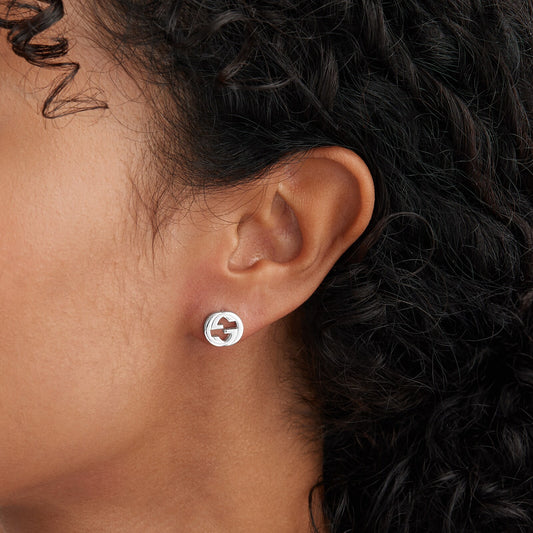 GUCCI Interlocking Silver Stud Earrings