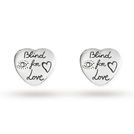 Silver Blind For Love GUCCI Stud Earrings