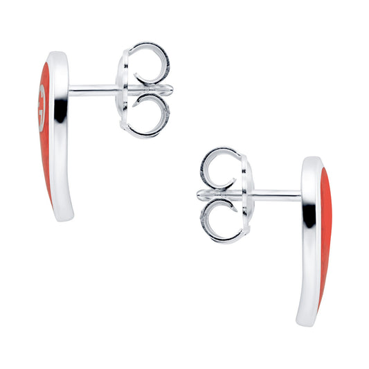 Silver and Red Enamel GUCCI Earrings