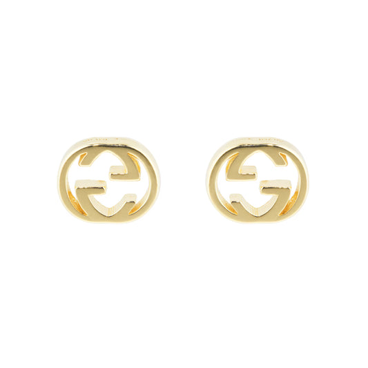 GUCCI 18ct Yellow Gold Interlocking Stud Earrings
