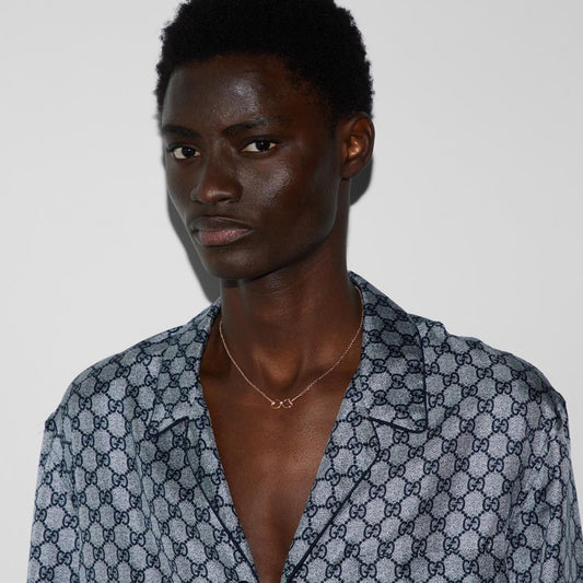 GUCCI Horsebit 18ct Rose Gold 0.02ct Diamond Necklace