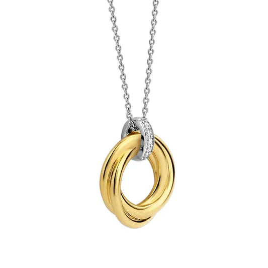 Cubic Zirconia Yellow Gold Plated Knot Necklace