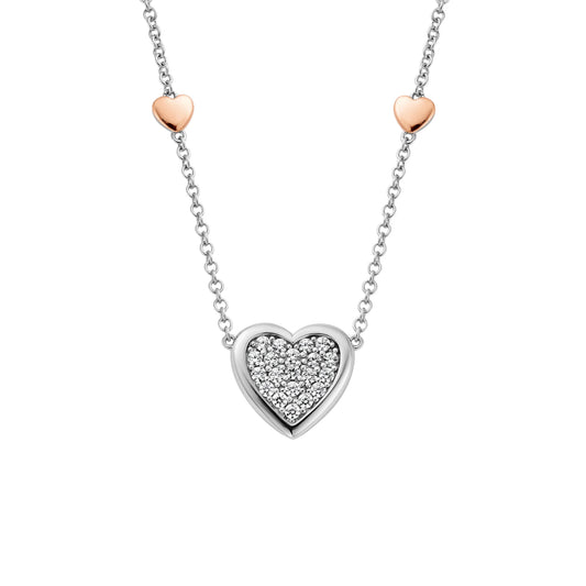 Forever Yours Sterling Silver Love Heart Necklace with Swarovski® Zirconia