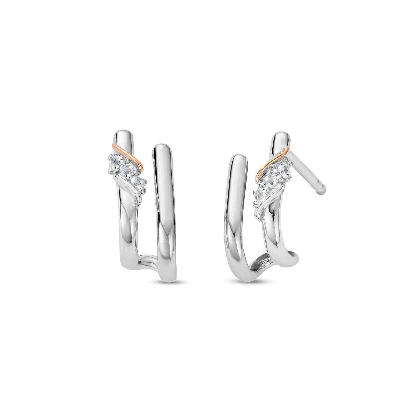 Past Present Future® Sterling Silver Curve Stud Earrings with Topaz