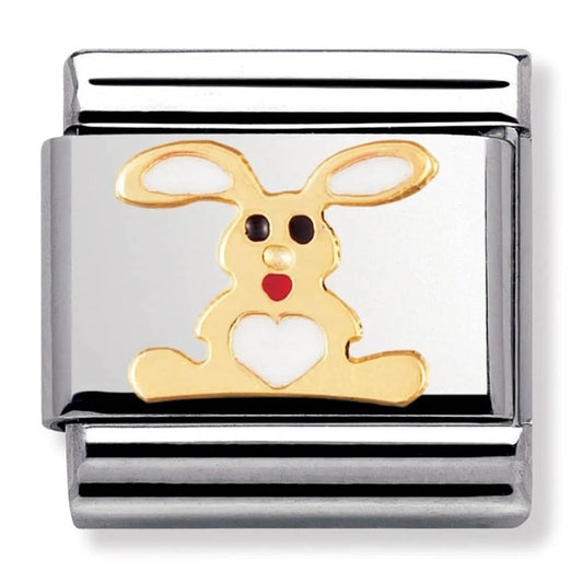 Classic Gold White Enamel Rabbit Charm