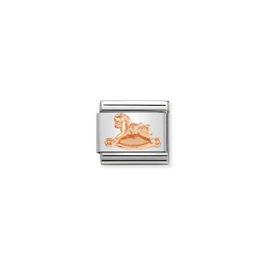 Classic Rose Gold Rocking Horse Charm