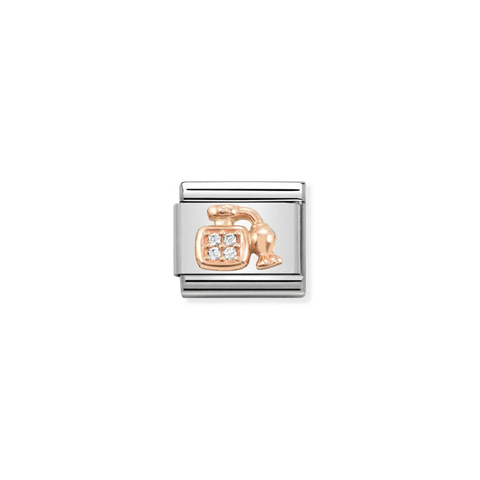 Rose Gold Cubic Zirconia Perfume Bottle Charm