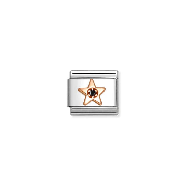 Classic Rose Gold Black CZ Star Charm