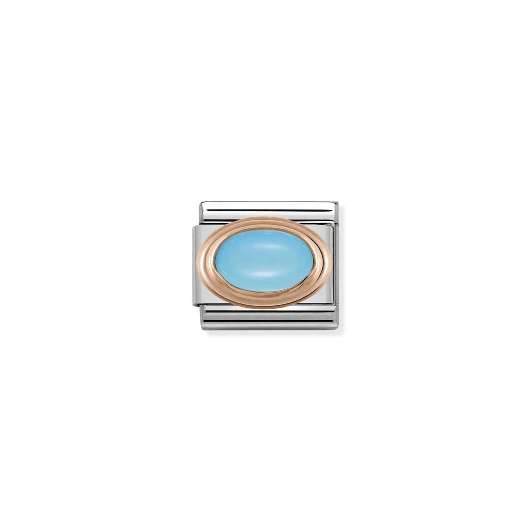 Classic Oval Rose Gold Turquoise Charm
