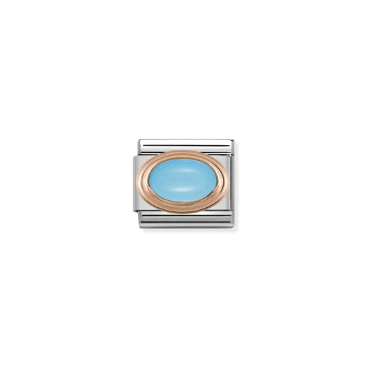 Classic Oval Rose Gold Turquoise Charm