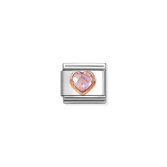 Rose gold pink CZ heart