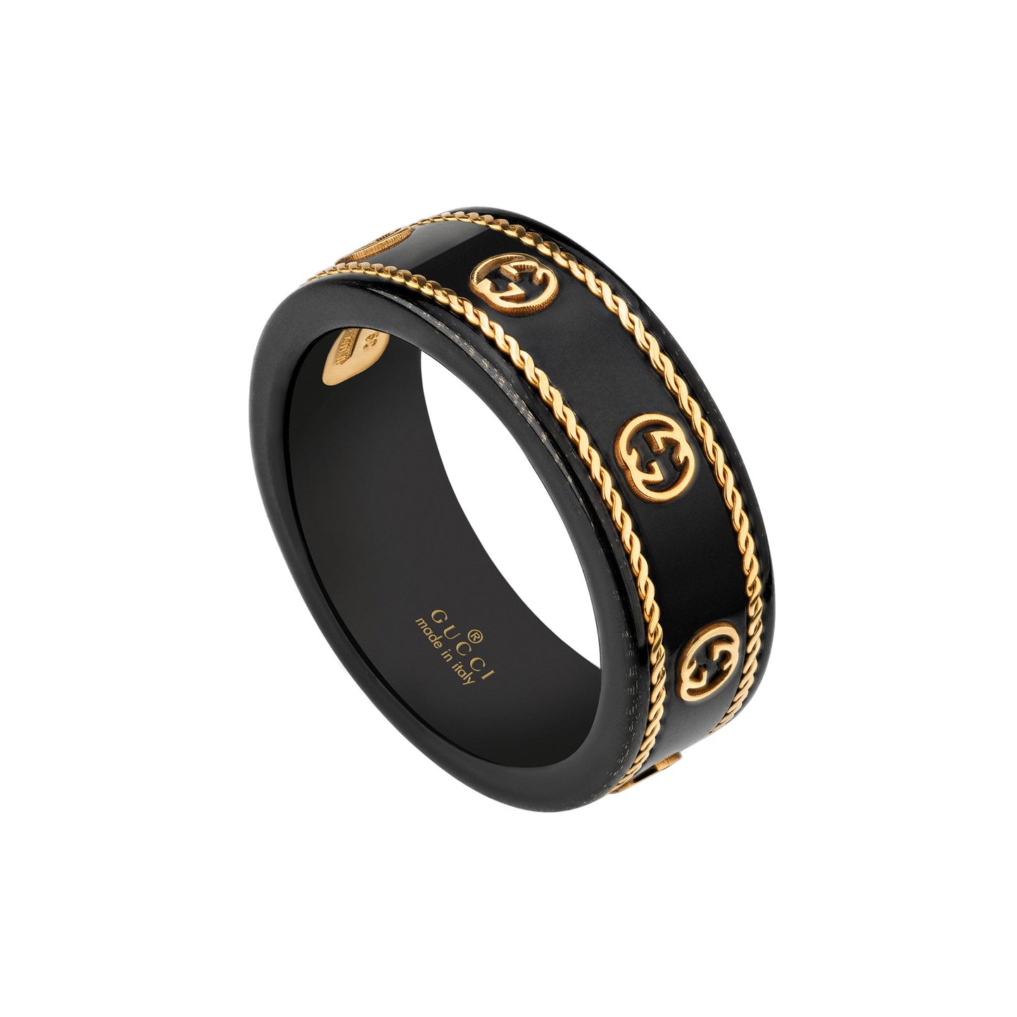 Icon 18ct Yellow Gold Black Ring