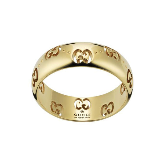 GUCCI Icon 18ct 4mm Yellow Gold Ring