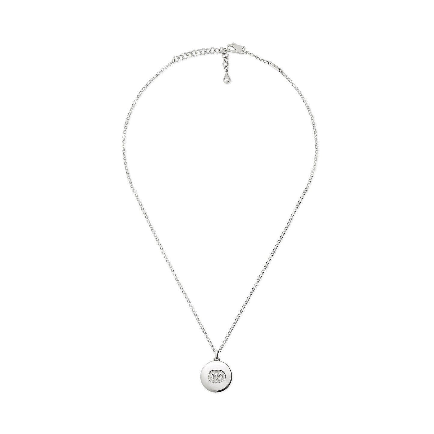 Silver Blind For Love GUCCI Circle Pendant Necklace