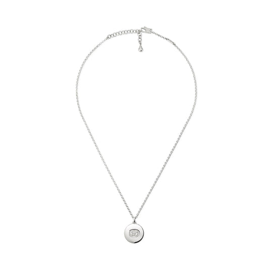 Silver Blind For Love GUCCI Circle Pendant Necklace