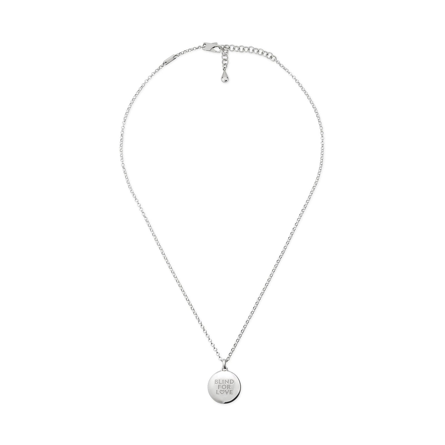 Silver Blind For Love GUCCI Circle Pendant Necklace