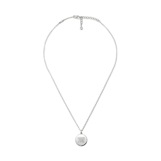 Silver Blind For Love GUCCI Circle Pendant Necklace